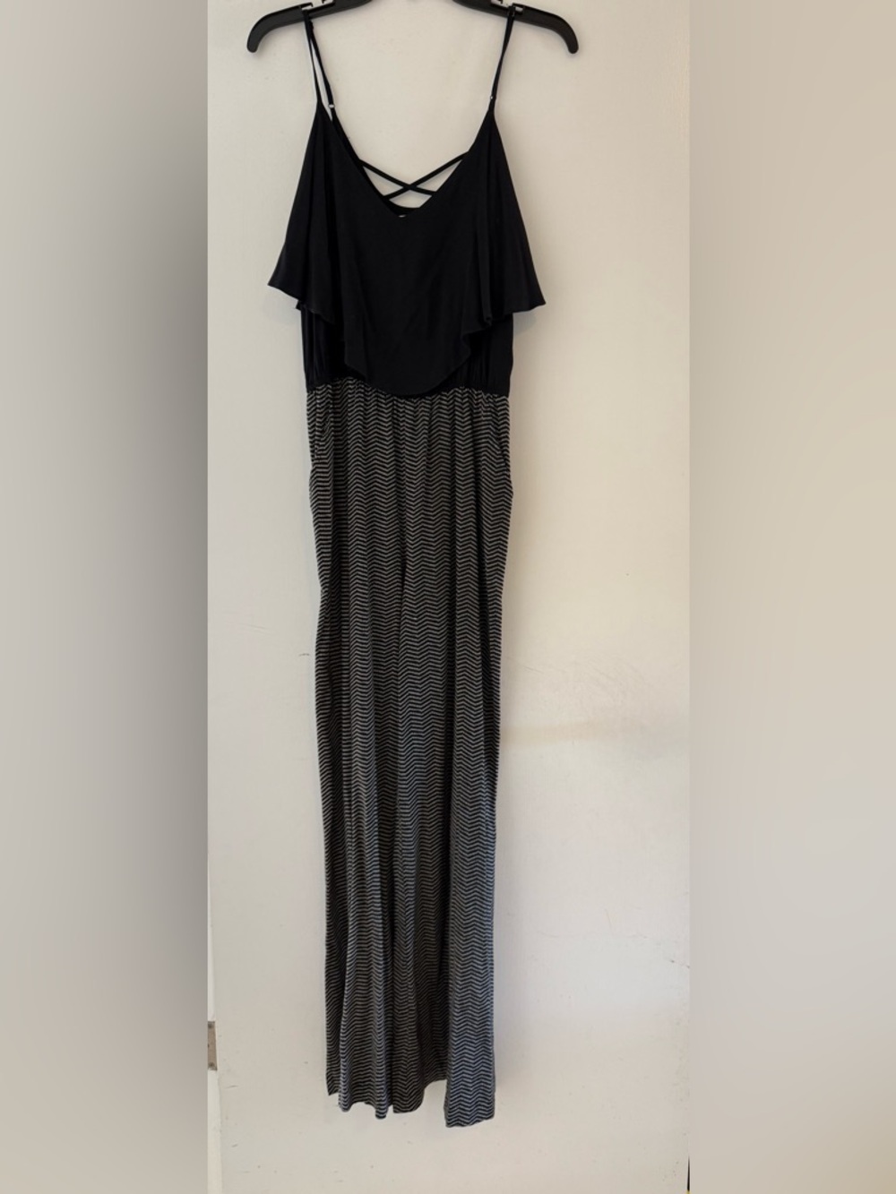 Black & White Striped Wide-leg Pantsuit with Crisscross Back